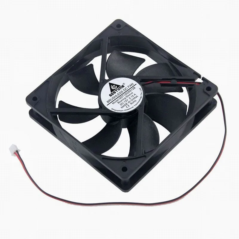 Gdstime-ventilador de refrigeración de 12cm para ordenador, Enfriador de carcasa de PC con 2 cables, flujo de aire alto de 120 RPM, CC de 12V, 12025mm x 25mm, 120x120x25mm, 1 unidad