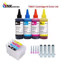 Cartuchos de tinta para impresora Epson T0631, recambio de tinta para Stylus CX3700, C87, CX4100, CX4700, C67, 100ml, 4 Uds.