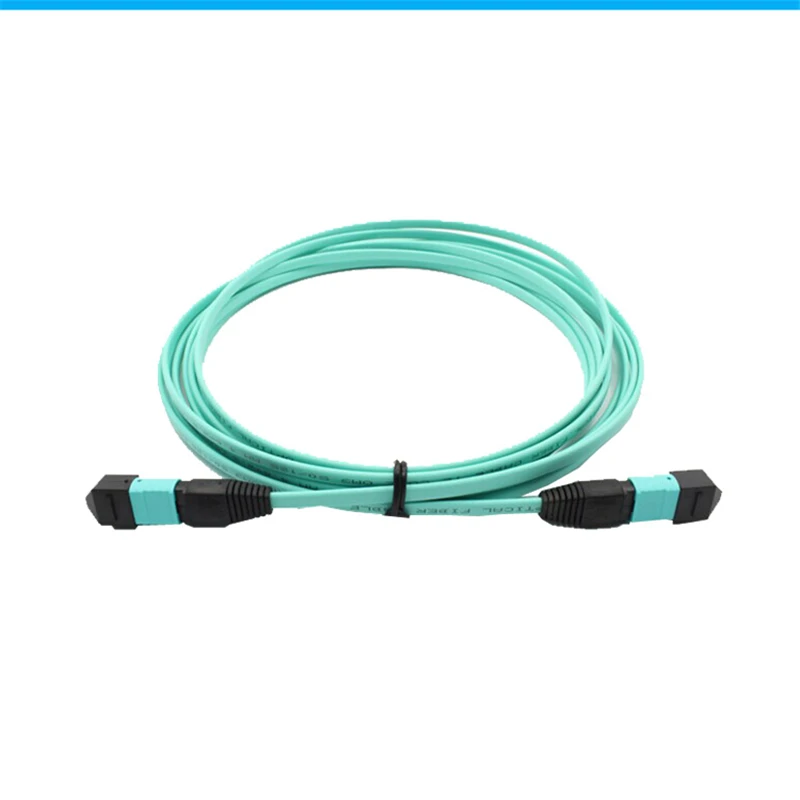 Cable de conexión de fibra óptica MPO, cinta de 12 núcleos, cable plano de fibra OM3 2mtr aqua color ftth, puente de fibra óptica MM mpo-mtp ELINK - imagen 2