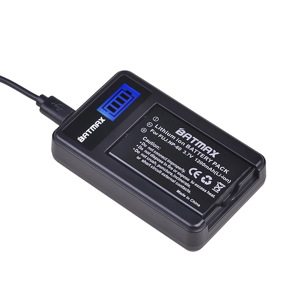 Batmax-batería recargable NP-60 NP 60 NP60, Cargador USB LCD para FUJIFILM FinePix FUJI M603 F601 F410 F401 50i Zoom, 1 unidad