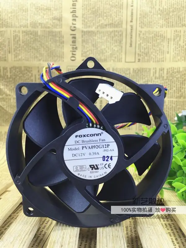 Ventilador de refrigeración para FOXCONN PVA092G12P 9025, 9CM, 4 pines, 12V, 0.39A