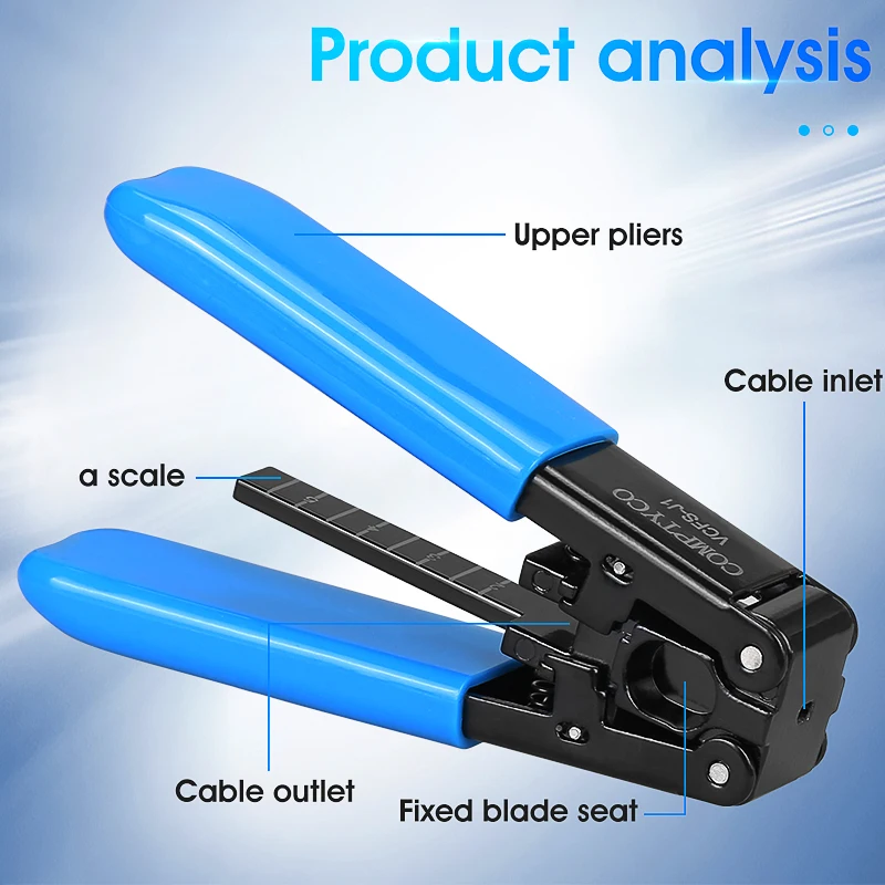 COMPTYCO azul VCFS-J1 pelador de fibra de cuero herramienta peladora FTTH alicate pelador de cables de fibra óptica pelador de cables de fibra óptica - imagen 4