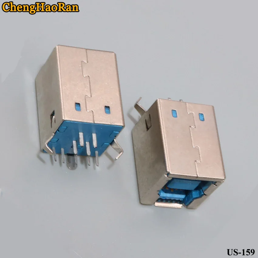 ChengHaoRan-conector hembra/hembra USB 3,0, conector BF de 180 grados, interfaz de impresión tipo B, carcasa de cobre, 2 unids/lote - imagen 3