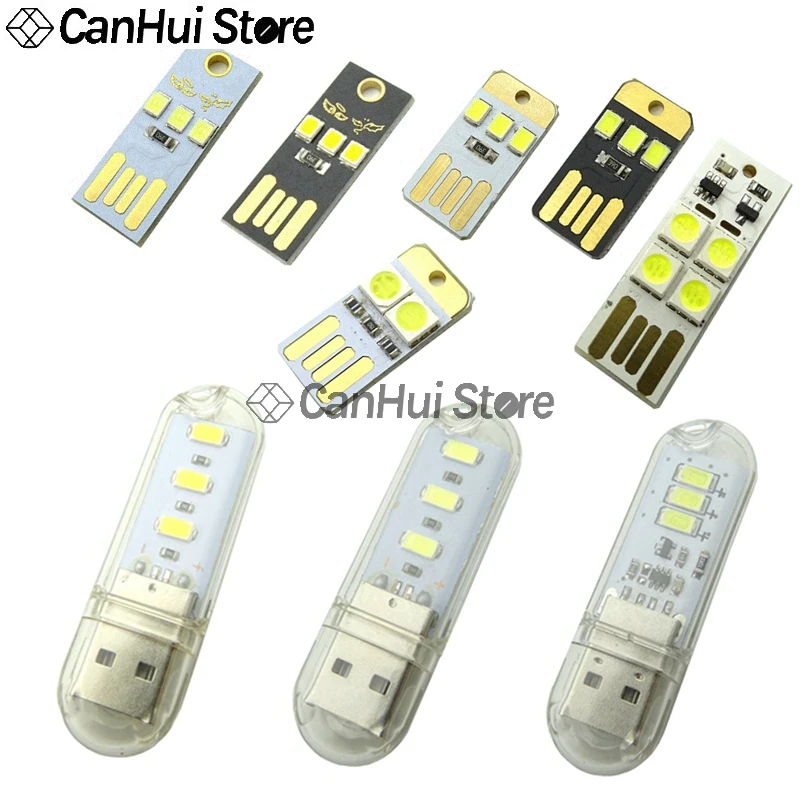 Mini tarjeta de bolsillo USB con interruptor táctil, llavero de alimentación LED, luz nocturna, bombilla LED USB, luz de libro para portátil, PC, Powerbank nocturno, 5 uds. - imagen 2