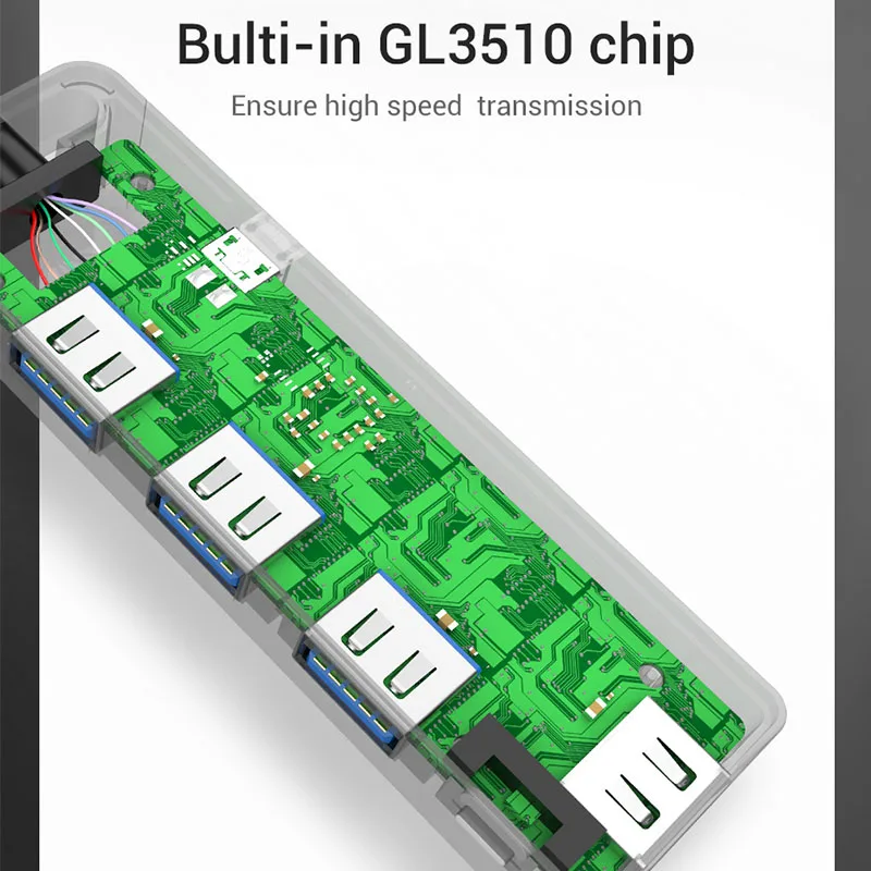 Vention USB HUB 4 puertos 3,0 2,0 divisor con puerto de alimentación Micro adaptador OTG alta velocidad múltiple para ordenador portátil teléfono - imagen 4