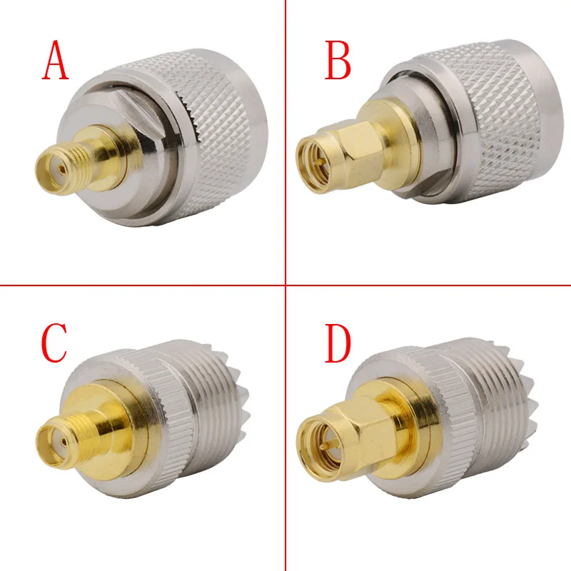 Adaptador piezas UHF a SMA, conector Coaxial macho hembra SMA a UHF PL259 SO239 PL-259 SO-239 RF de latón recto, 1 unidad