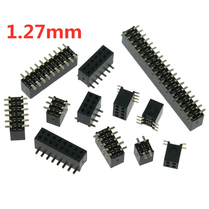 10 Uds 1,27 MM SMD doble fila hembra enchufe 2*2/3/4/5/6/7/8/9/10/12/16/20/40/PIN conector hembra