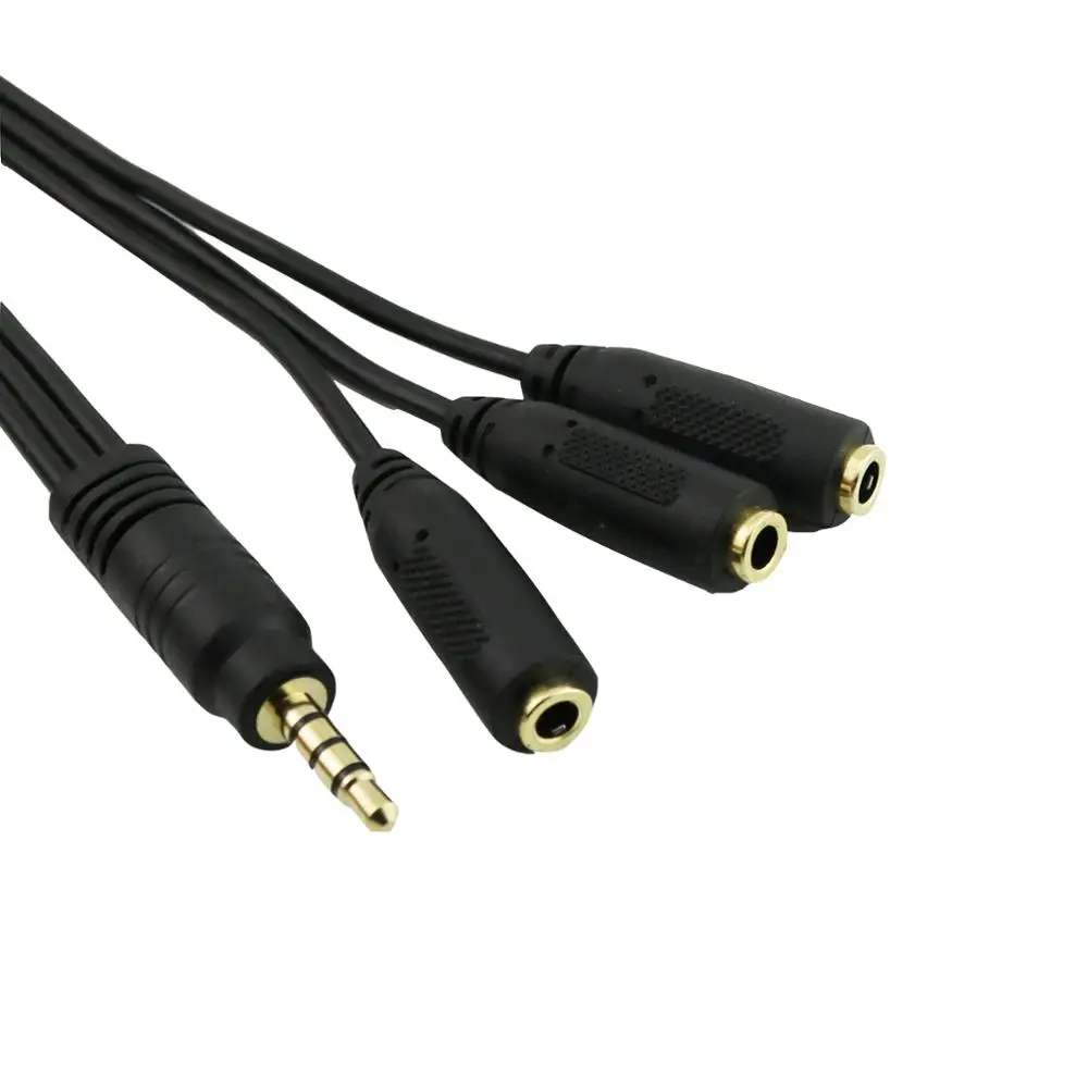 1 unidad 3,5mm 1/8 "4 polos TRRS macho a 3x3,5mm conector hembra Audio macho a hembra extensión Y Cable conector divisor 1FT/30CM - imagen 2