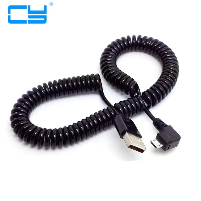 Cable cargador de sincronización de datos Micro USB 2,0 macho a usb para teléfonos móviles Android, resorte de codo derecho de 90 grados, 3M/10 pies - imagen 2