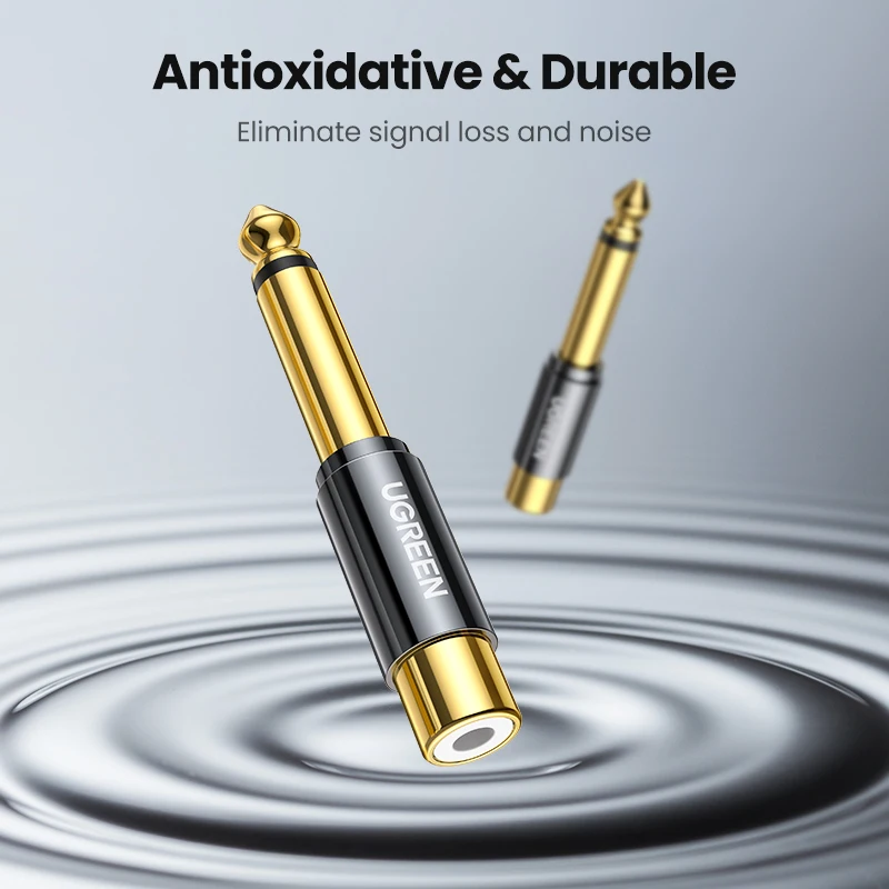 UGREEN-adaptador RCA a 6,5mm, 6,35mm, 1/4, cobre puro chapado en oro, 6,5mm, macho a RCA hembra a Jack, TS, Mono, conector de Audio - imagen 3
