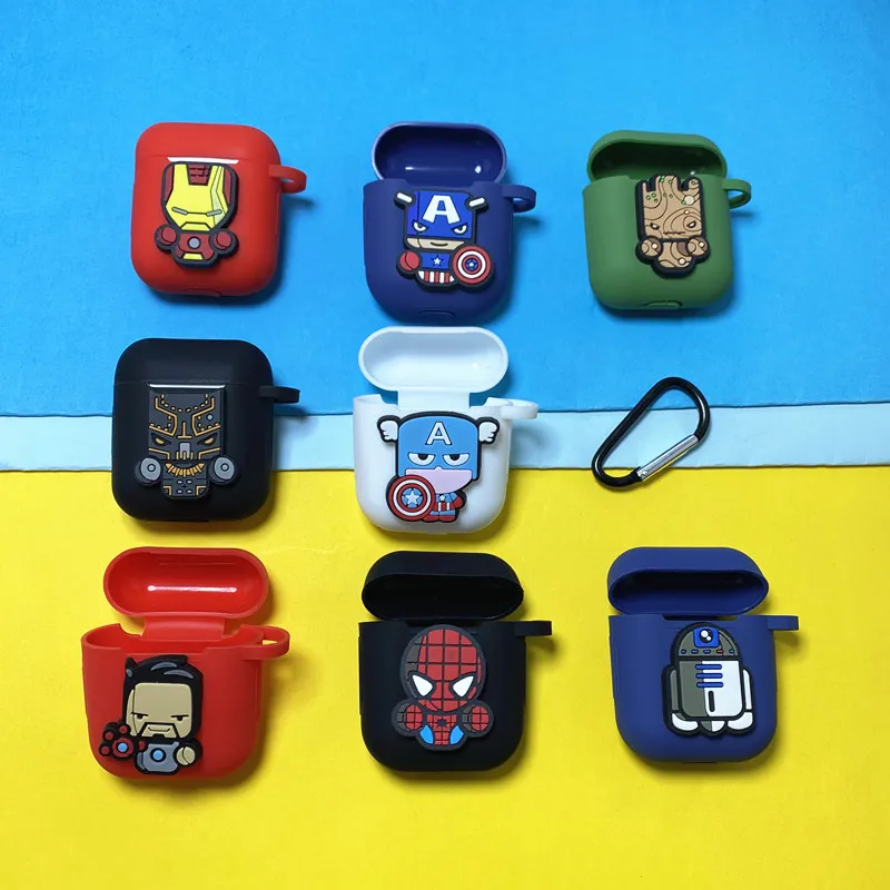 Funda con dibujos de Marvel para Apple Airpods 1 y 2, funda blanda para auriculares inalámbricos con Bluetooth, con gancho para Airpods 1/2 - imagen 3