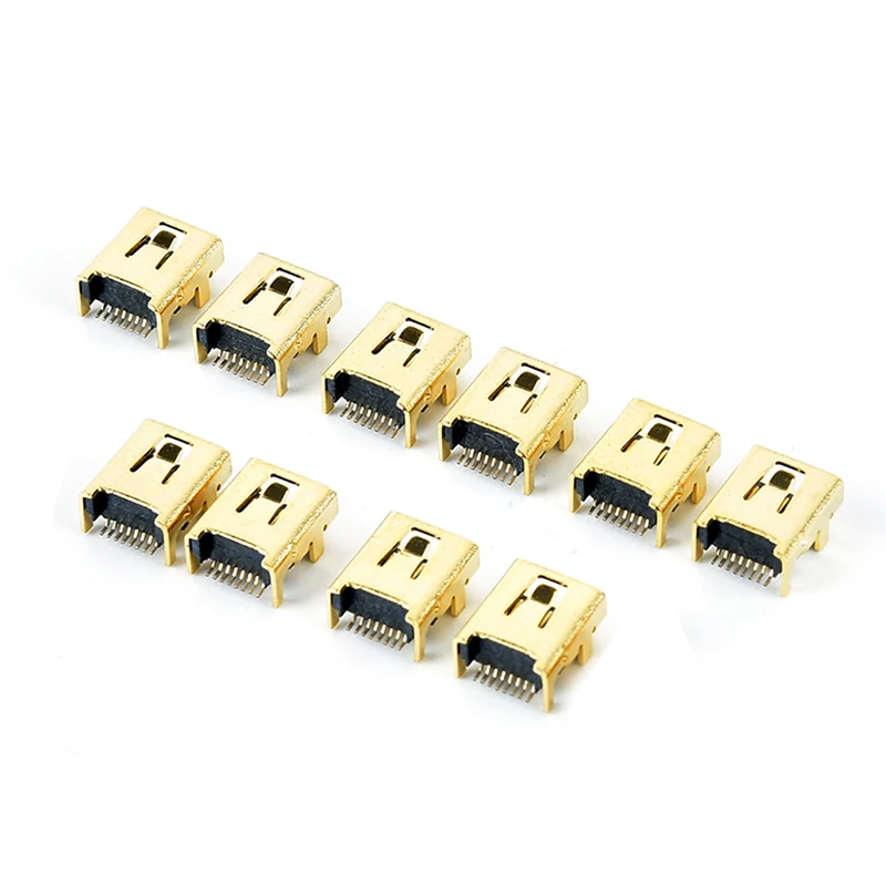 Conector Mini USB chapado en oro, 10 piezas, 8 P, hembra, Pcb, Smt - imagen 2