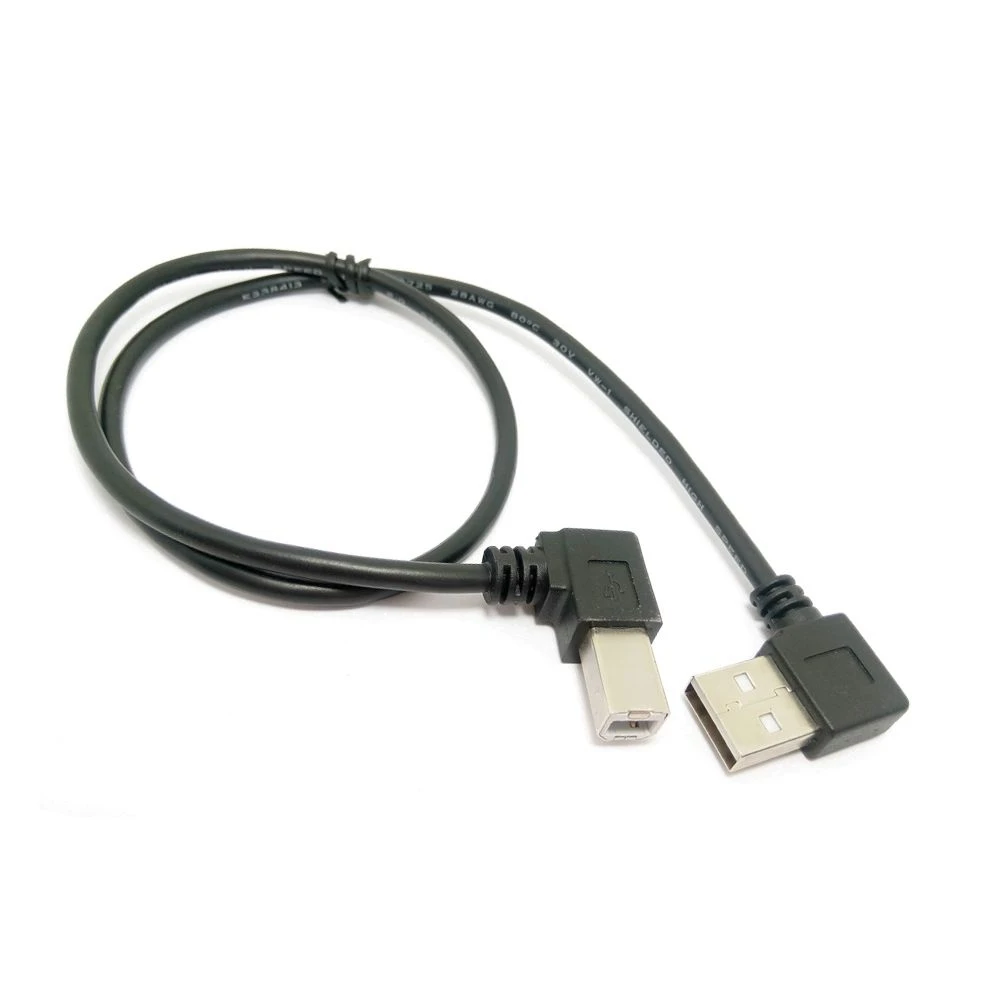 0,5 M-1M USB de ángulo recto 2,0 Stecker nach Rechts Abgewinkelt B Männlich 90 grad Drucker escáner Kabel