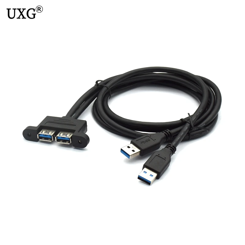 Cable de datos de bisel de expansión de extensión de montaje en Panel de bloqueo de tornillo macho a hembra Usb 3,0 de doble puerto de alta velocidad 0,3 m/0,5 m/1m/1,5 m - imagen 3