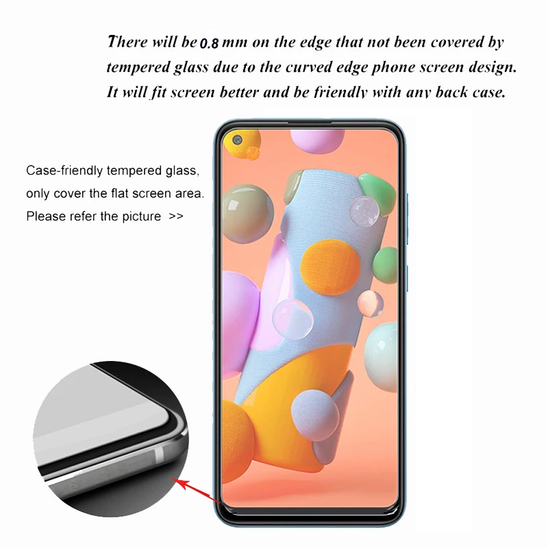 Protector de pantalla de vidrio templado para Samsung Galaxy A11, película Premium antiarañazos, 9H, 3 unidades - imagen 4