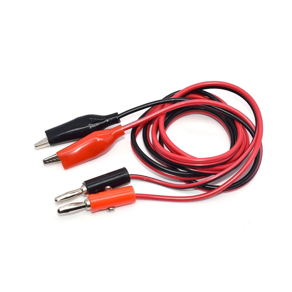 Pinza de cocodrilo Dual de 4MM a conector Banana, Cable de sonda de prueba de osciloscopio, 1M, 3 pies, rojo y negro