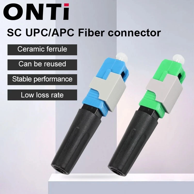 ONTi más nuevo 50-200 Uds SC UPC/APC conector rápido de fibra óptica monomodo FTTH herramienta de conector en frío adaptador de montaje de campo