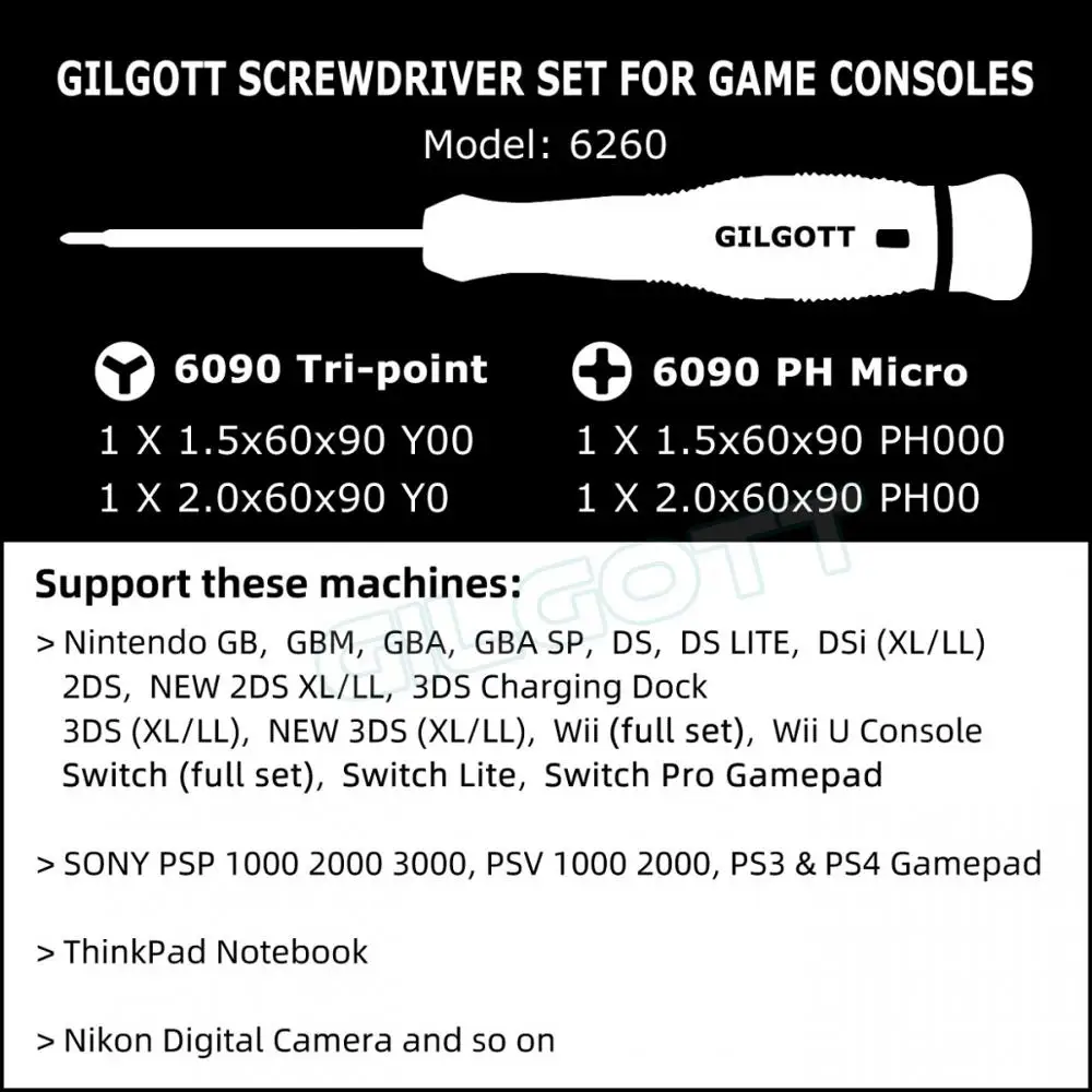 GILGOTT 9 unids/set Kit de herramientas de destornillador magnético de desmontaje para Nintendo Switch Lite GBM GBA SP DS DSL DSi nuevo 2DS 3DS XL WII U - imagen 2