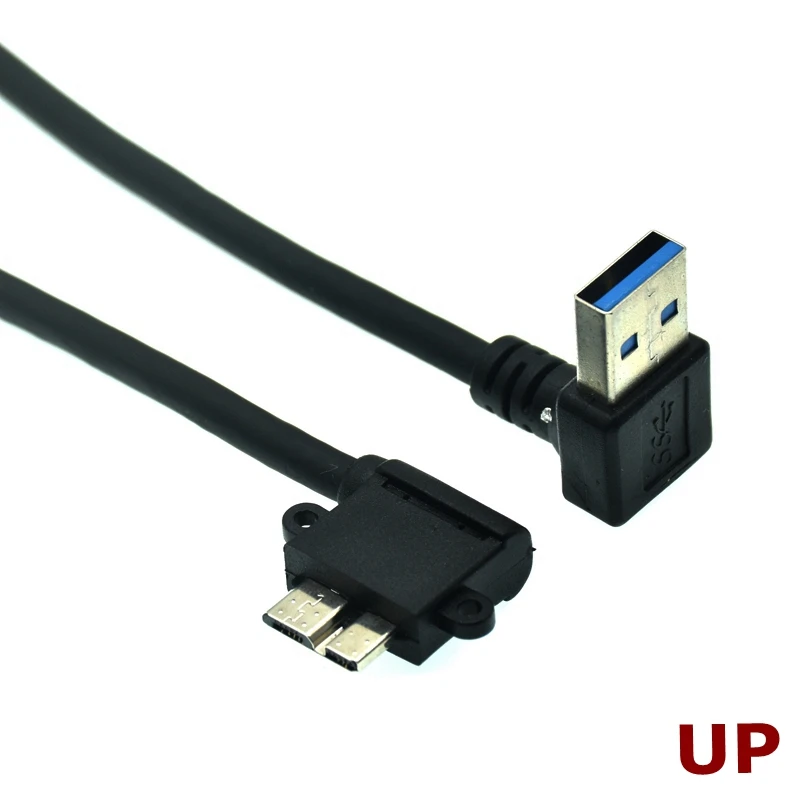 0 ° Cable Micro B de codo derecho de ángulo USB3.0 a Mi-cro B Adaptador de disco duro macho a macho USB 3,0 A macho a Micro 3,0 B macho - imagen 4