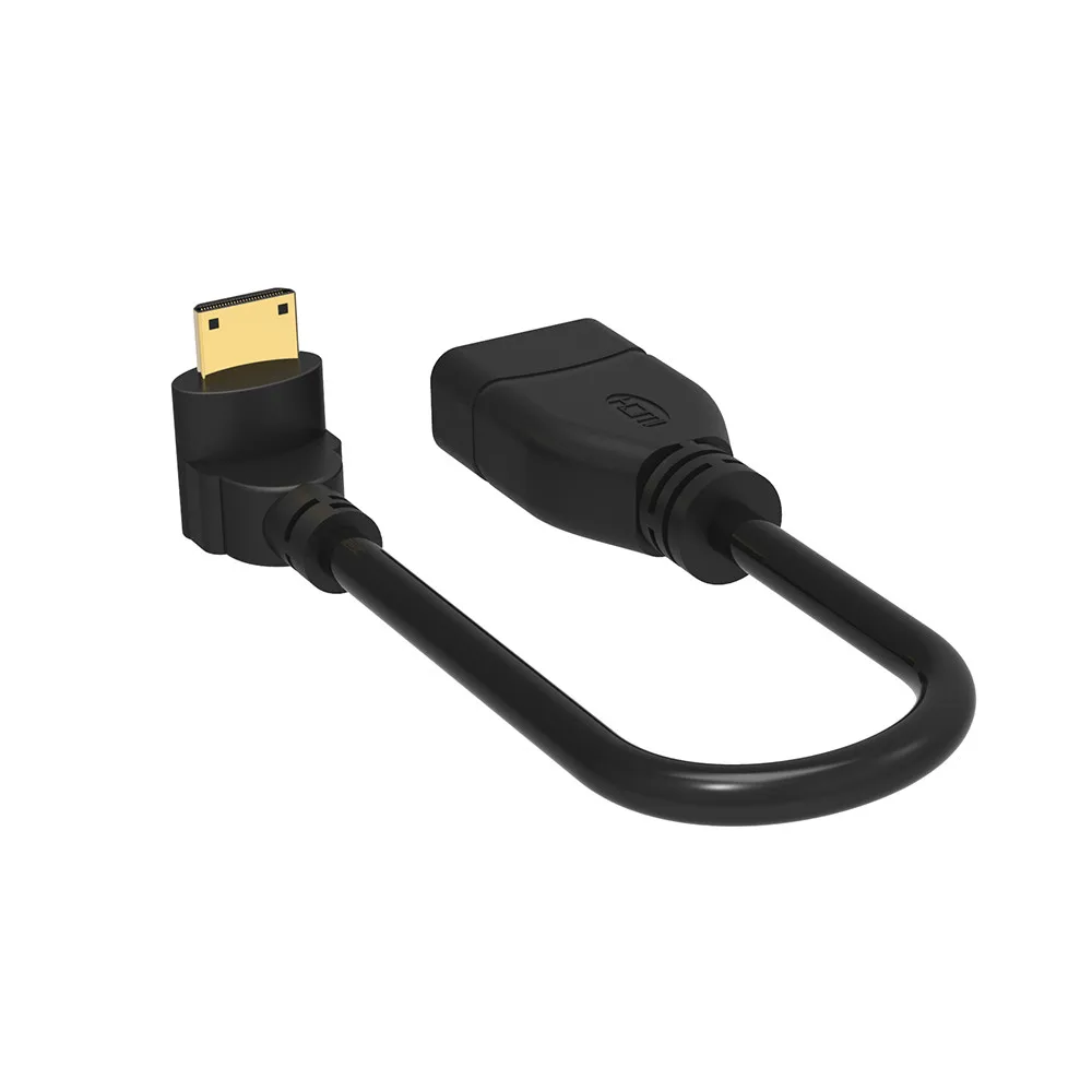 Adaptador Mini HD macho a hembra de alta calidad, Cable convertidor chapado en oro de 90 grados, Conn HDTV de alta velocidad - imagen 4