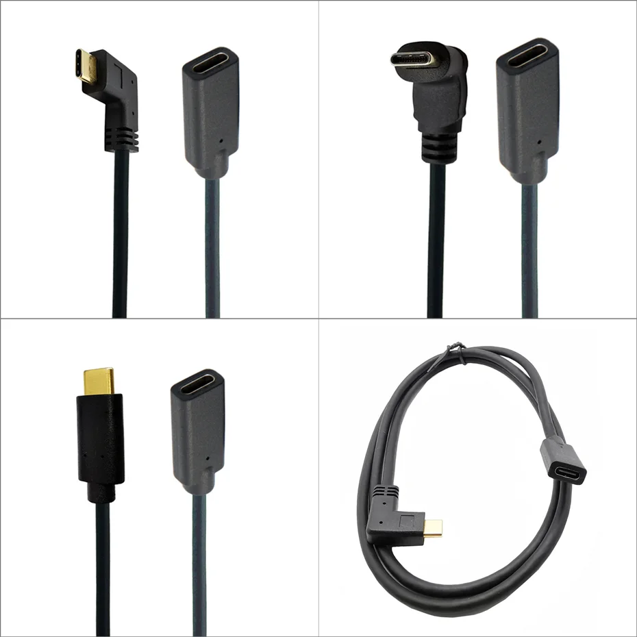 Cable extensor de datos de extensión de 90 grados, USB 3,1 macho a USB-C hembra, diseño Reversible, 10 Gb/s, 0,3 m, 0,6 m, 1m, 1,8 m - imagen 2