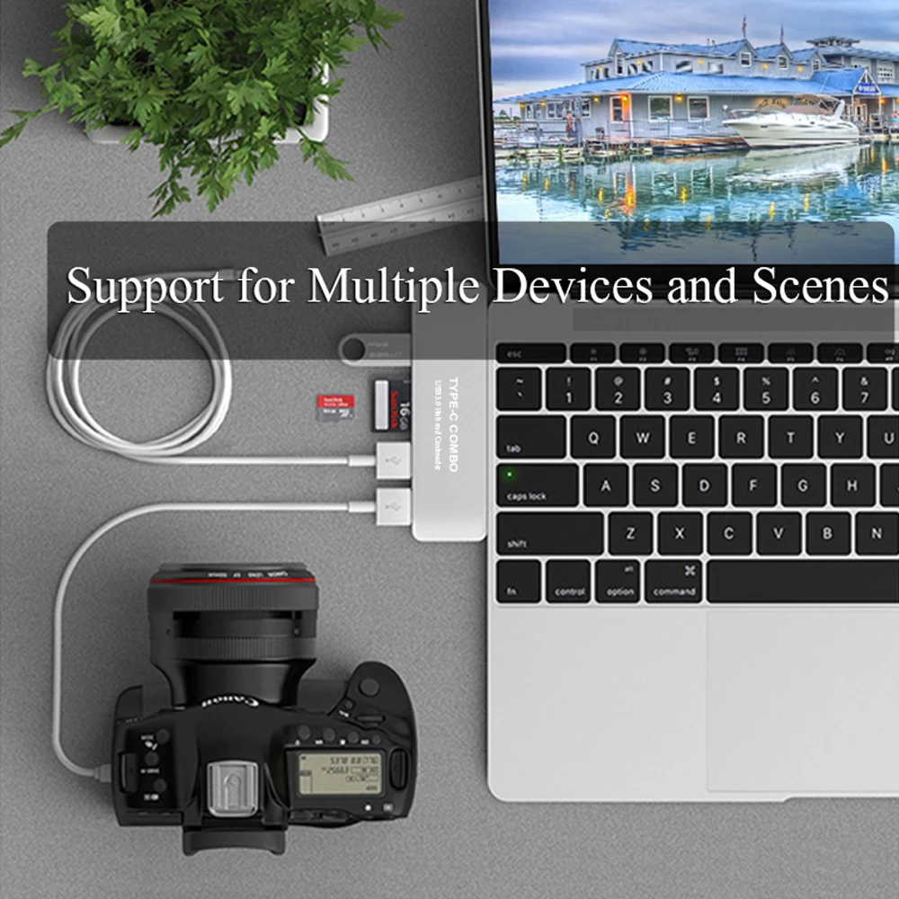 Hub Usb 3,1 a USB 3,0, lector de tarjetas SD de alta velocidad, Mini 5 en 1, divisor tipo C para ipad, Macbook, PC, portátil, tableta, accesorios - imagen 3