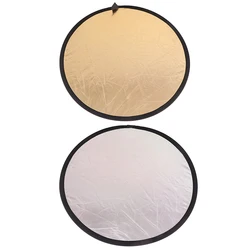 Reflector fotográfico doble cara plegable dorado portátil