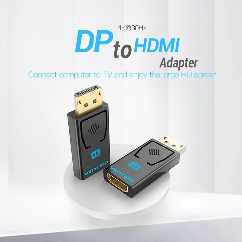 Adaptador Vention DisplayPort a HDMI 4K macho DP a HDMI hembra convertidor de Audio y vídeo para PC portátil proyector DisplayPort a HDMI - imagen 2