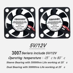 YOUNUON Ventilador Mini DC Brushless 30x30x7 mm 5V-12V