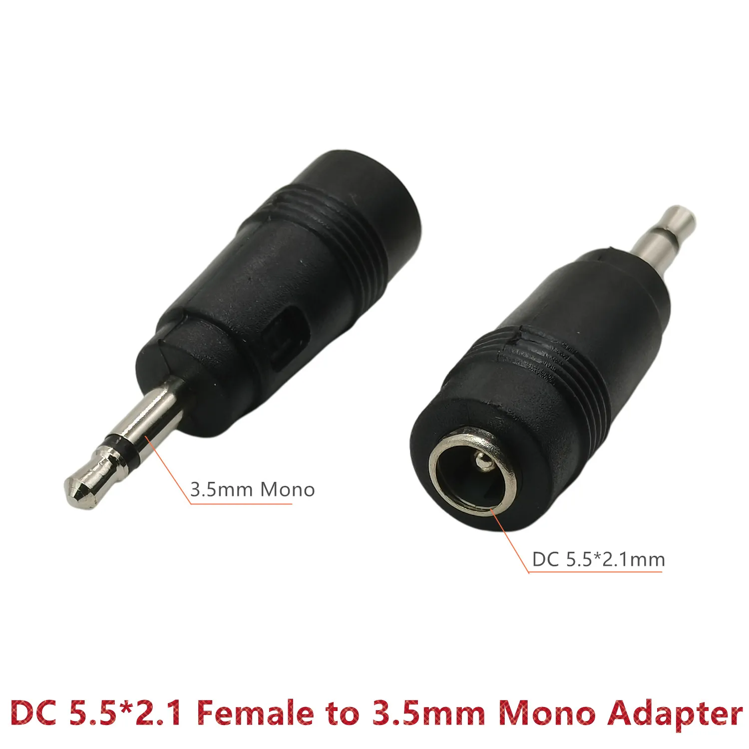Adaptador Mono de 2,5mm/3,5mm a CC 5521, 2 polos, 2,5mm/3,5mm, enchufe macho Mono a CC de 5,5x2,1 MM, conector hembra, convertidor de potencia de CC, 2 paquetes