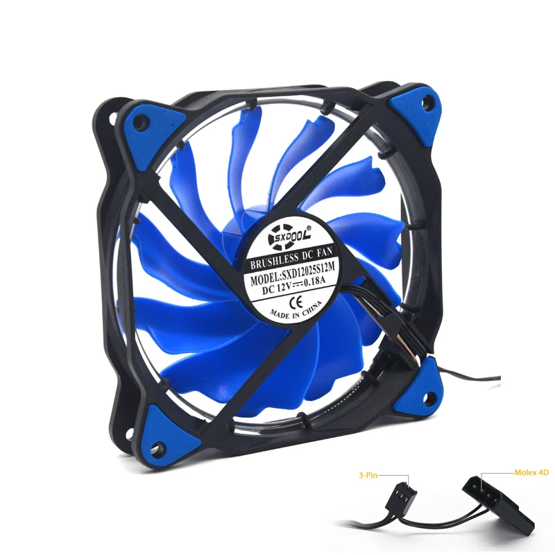 2 uds ventilador azul de 120mm ventilador LED de ordenador enfriador de agua 12V ventilador enfriador caja ventiladores ventilador de refrigeración ventilador de CPU tornillo de anillo led dual - imagen 4