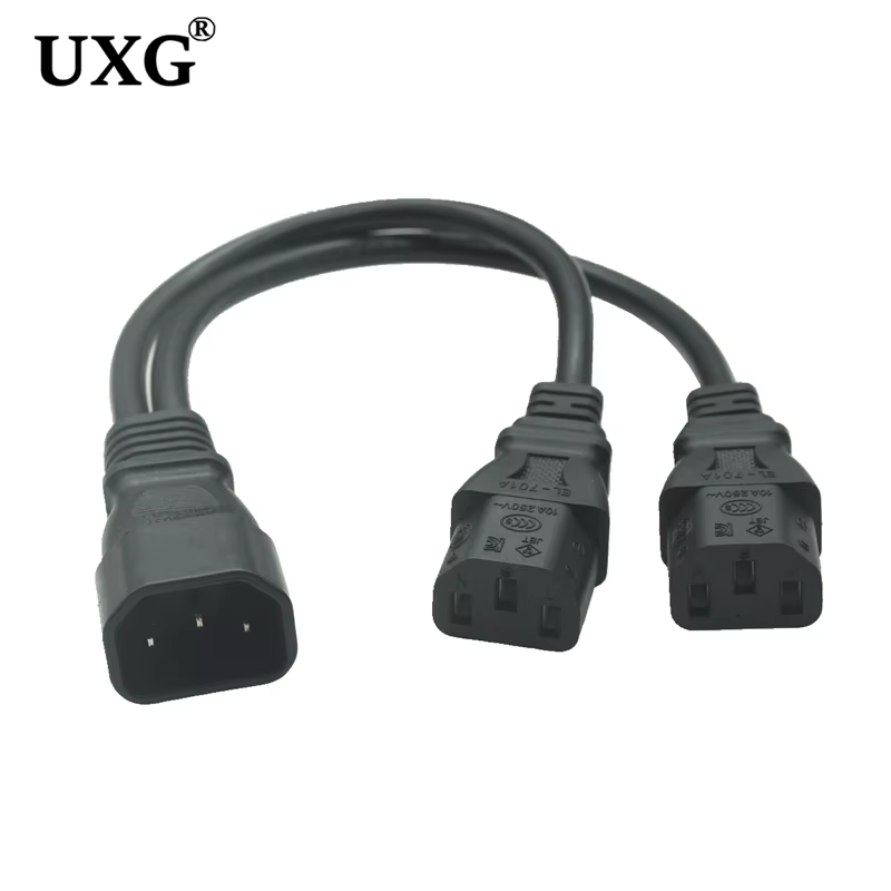 Cable adaptador divisor tipo Y PC IEC C14 macho a doble C13 hembra - imagen 2