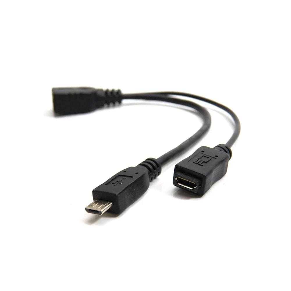 2 en 1 OTG Micro USB Host Power Y Splitter Adaptador USB a cable Micro 5 pines macho hembra - imagen 3