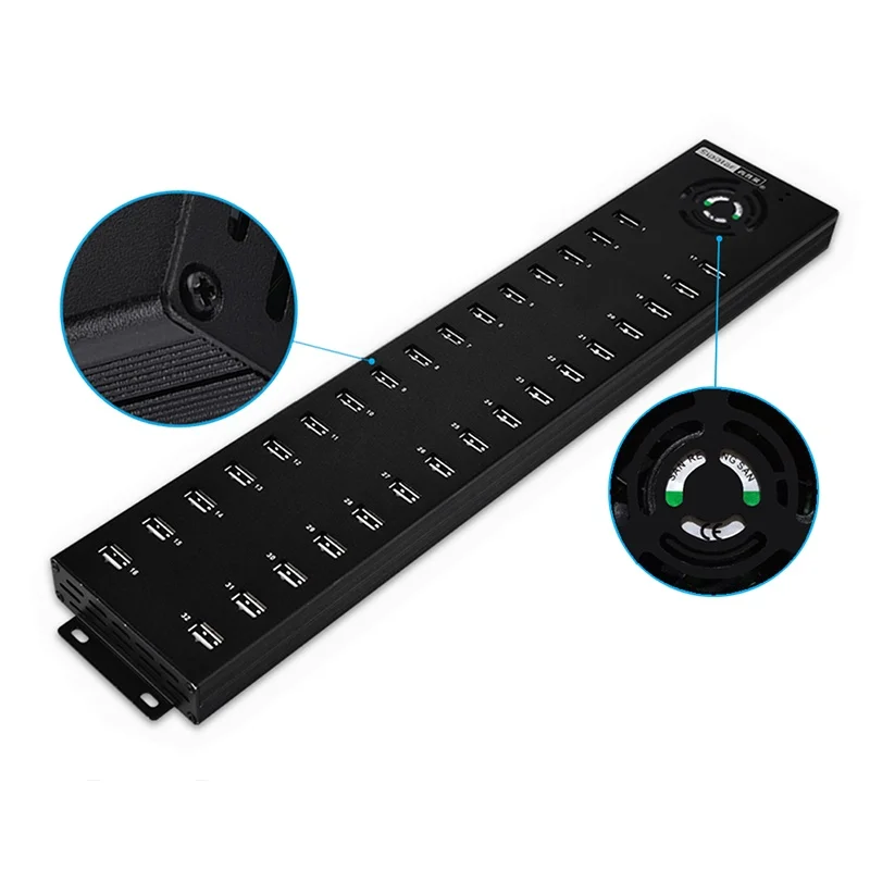 Sipolar robusto industrial 32 puertos USB 2,0 Hub 30 cargador y puerto de sincronización con 2 uds 12V 10A adaptador de corriente de escritorio para teléfonos A-832