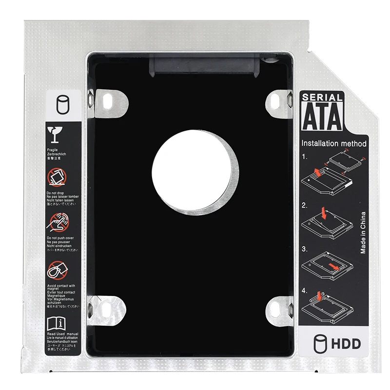 TISHRIC aluminio 2nd HDD Caddy 9,5mm 12,7mm SATA 3,0 Optibay caja de unidad de disco duro caja adaptadora de DVD 2,5 SSD para ordenador portátil