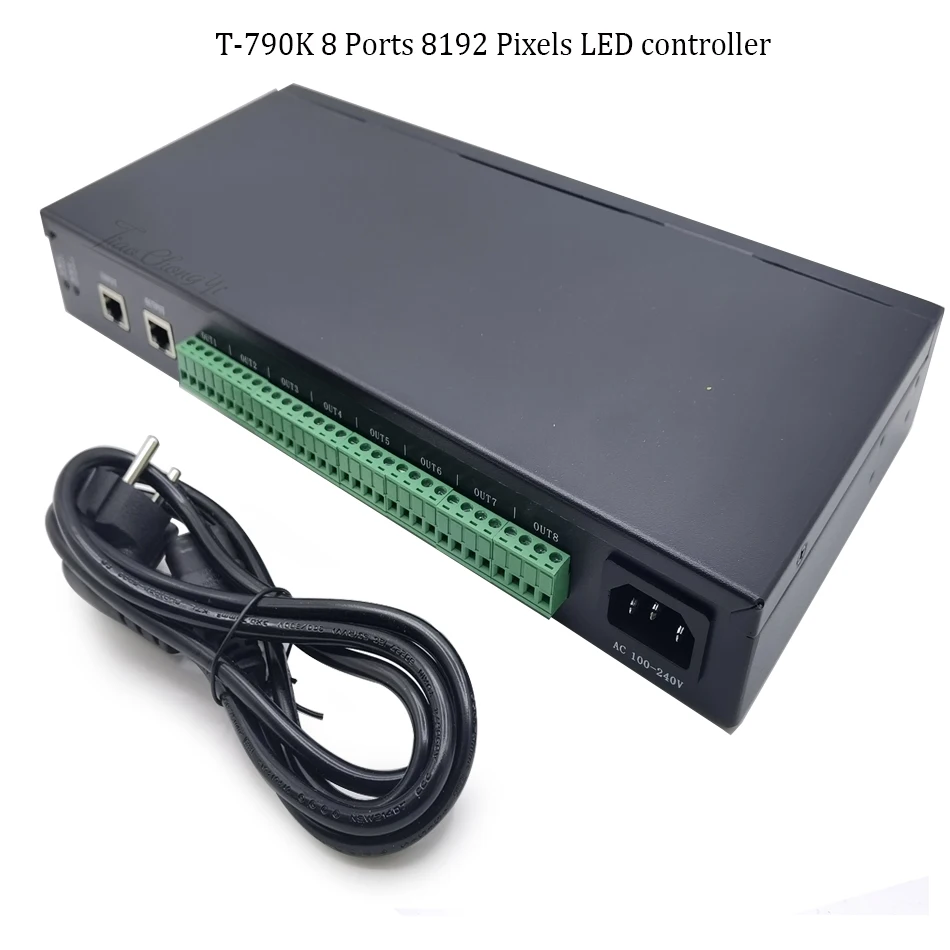 Controlador de píxeles LED T-790K PC, controlador de píxeles en línea a todo Color, 8 puertos, 8192 píxeles para WS2811 WS2801 WS2812 SK6812, tira de LED