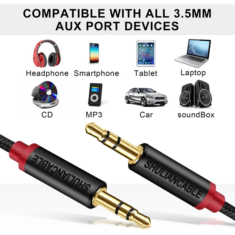Cable de audio Shuliancable de 3,5 mm, cable auxiliar para auriculares, iPods, teléfonos inteligentes, iPads, estéreo de automóvil y más - imagen 3