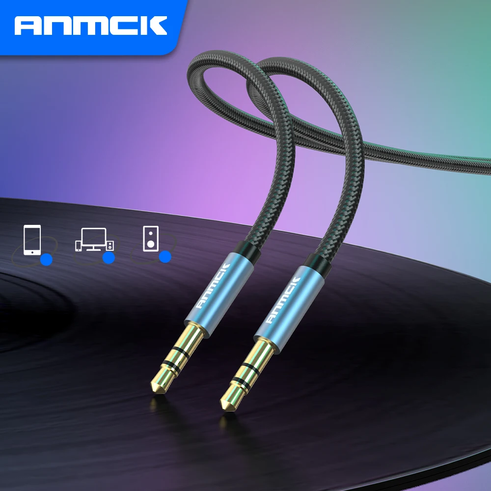 Anmck-Cable auxiliar estéreo Jack de 3,5mm, extensión de Audio macho a macho para coche, adaptador de auriculares, extensor de altavoz - imagen 2