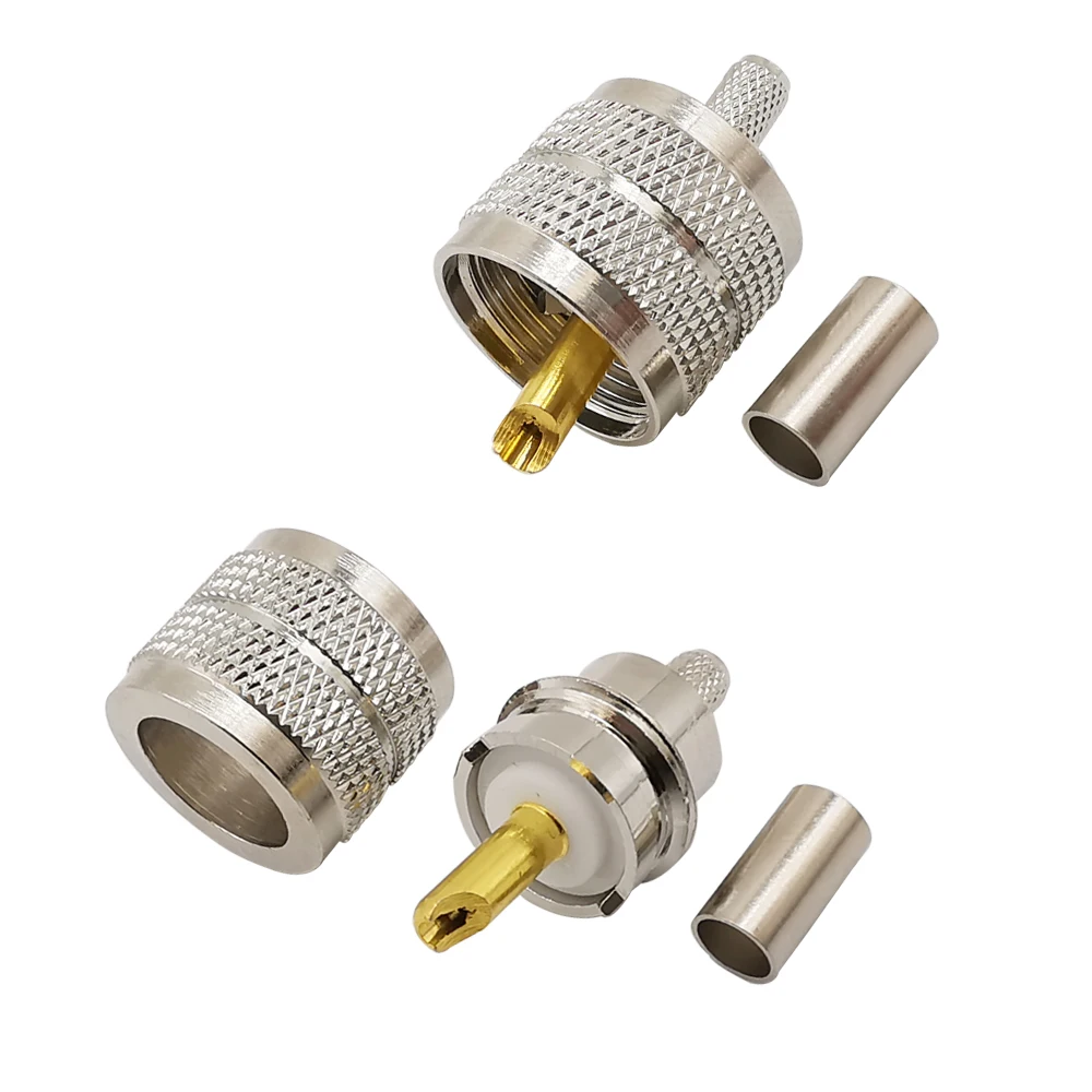10 Uds PL259 UHF enchufe macho engarzado conector Coaxial RF UHF RG58/142 LMR195 LMR200 RG400 Cable Coaxial tornillo enchufe de soldadura PL-259 Adapte - imagen 2