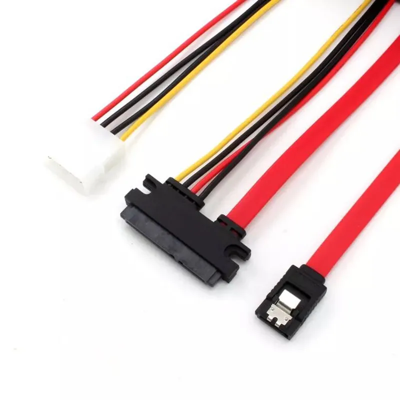 Cable SATA 22 pines 7+15 pines hembra a SATA hembra Cable con alimentación Molex IDE 4 pines 50 cm 0,5 m
