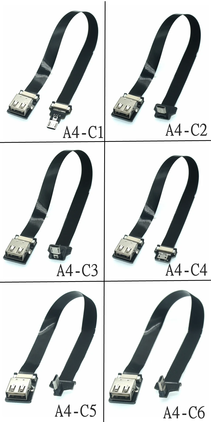 A4 FFC Micro tipo C USB-C FPV delgado plano suave flexible FPC carga AV Cable de fecha para monitor cardán de mano sin escobillas FPV - imagen 4
