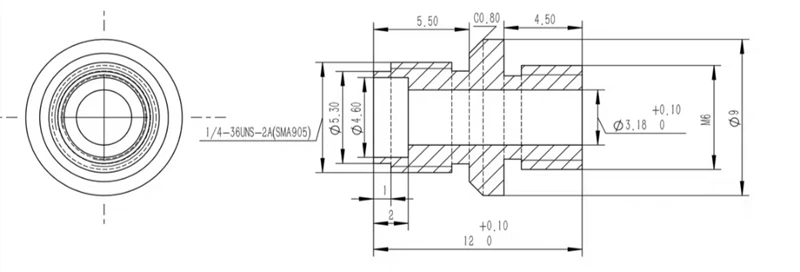 Adaptador de piezas de 10 SMA905-M6 a SMA905, acoplador de fibra óptica, conector, se pueden personalizar otros tamaños, Envío Gratis - imagen 3
