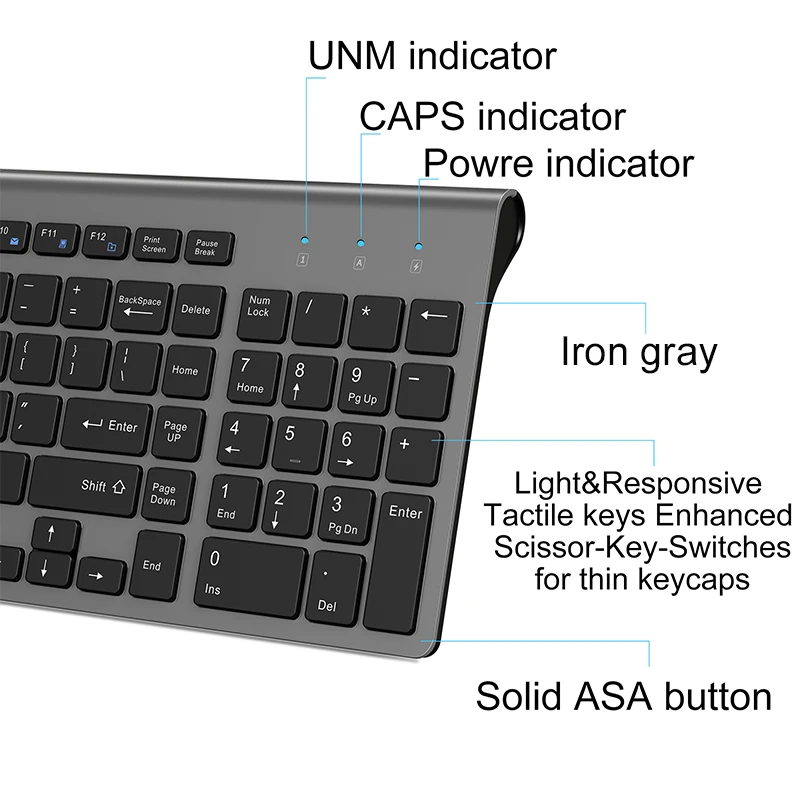 Teclado francés AZERTY teclado inalámbrico 2,4G conexión USB ergonómico silencioso ES/RU/IT/DE/USA/FR teclado adecuado para ordenador portátil PC TV - imagen 5