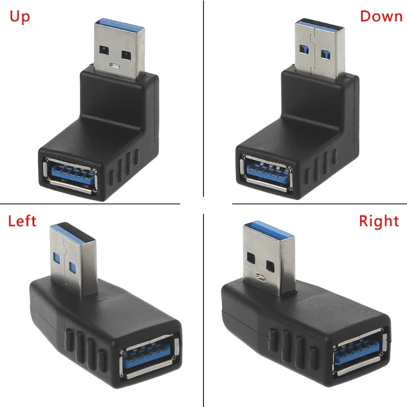 Conector adaptador USB 3,0 A macho a hembra en ángulo izquierdo y derecho de 90 grados para ordenador portátil y PC - imagen 2