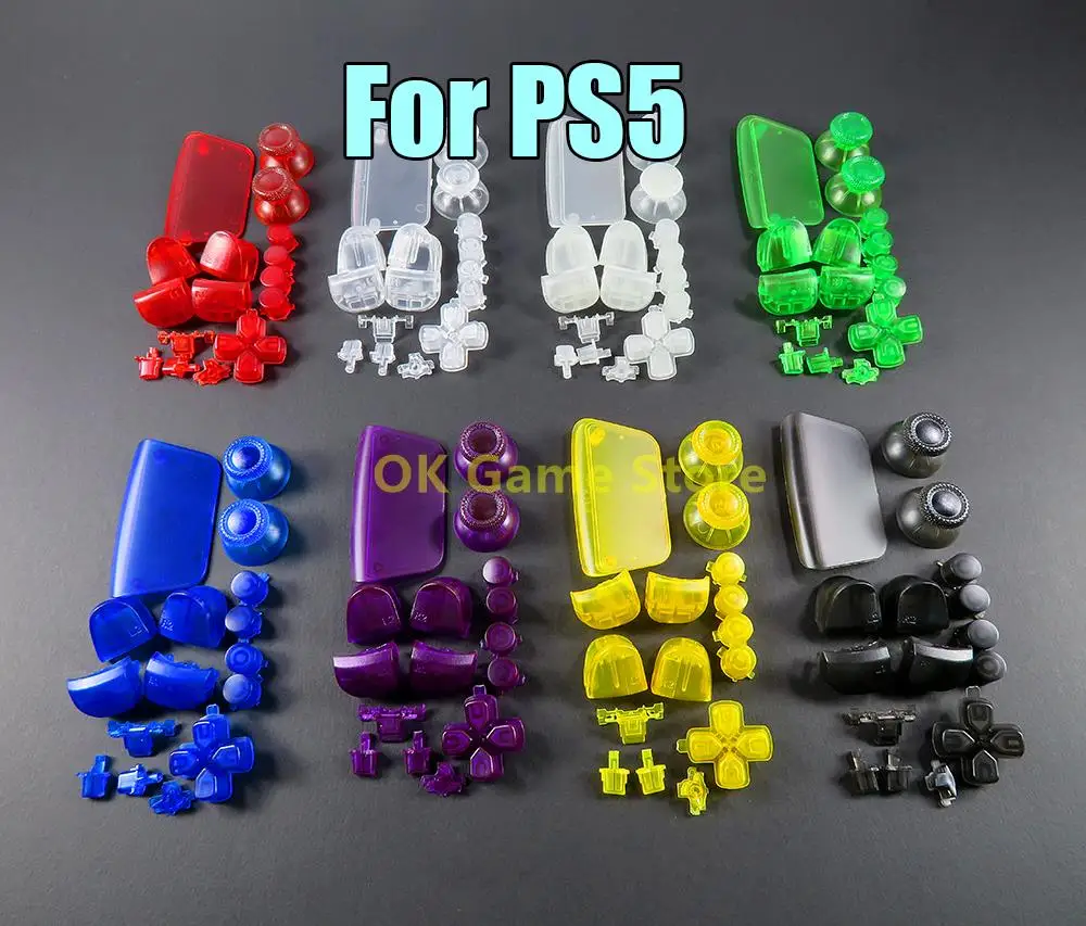 10 set/lote juegos de botones completos transparentes para PlayStation 5 d-pad R1 L1 R2 L2 tecla de dirección ABXY botón Joysticks tapa para controlador PS5