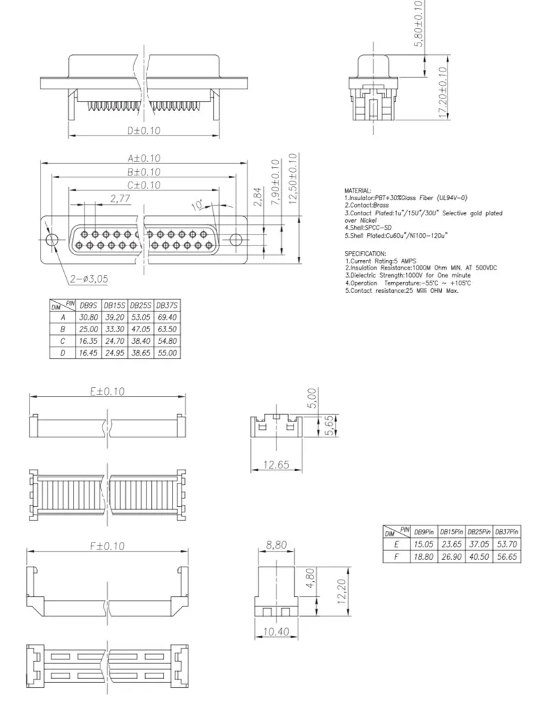Adaptador D-SUB RS232 - Configuraciones macho hembra