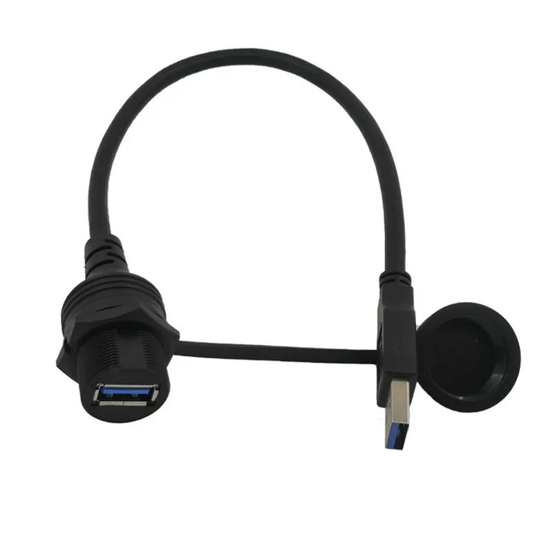 Panel de tablero de extensión auxiliar USB 3,0, Cable de montaje empotrado impermeable para coche, barco y motocicleta, 30cm - imagen 2