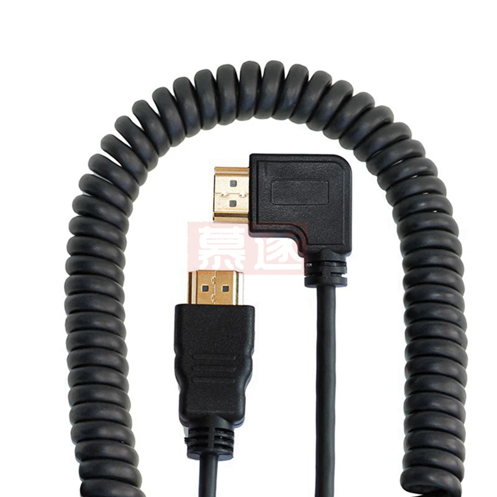Ángulo recto y izquierdo Mini HDMI, compatible con HD y Micro HDTV macho a macho, Cable Flexible de rizo de resorte elástico V1.4 DSLR 0,5 M/1,5 M