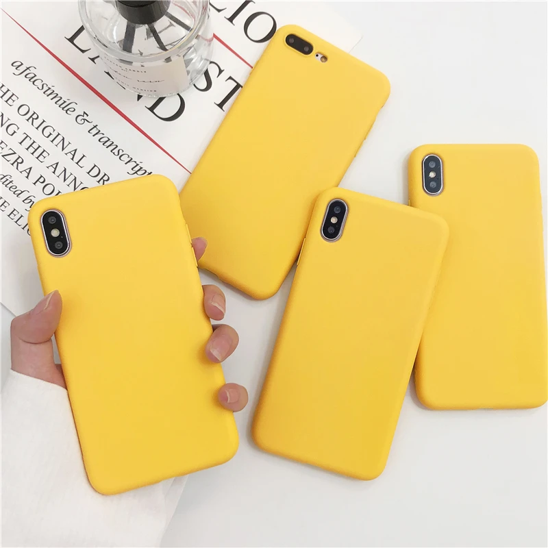 Funda de teléfono Mate amarilla para Huawei P40, P30, P20, P10, P9, P8, Mate 30, 20, 10 Lite Pro, funda de silicona suave de Color sólido - imagen 2
