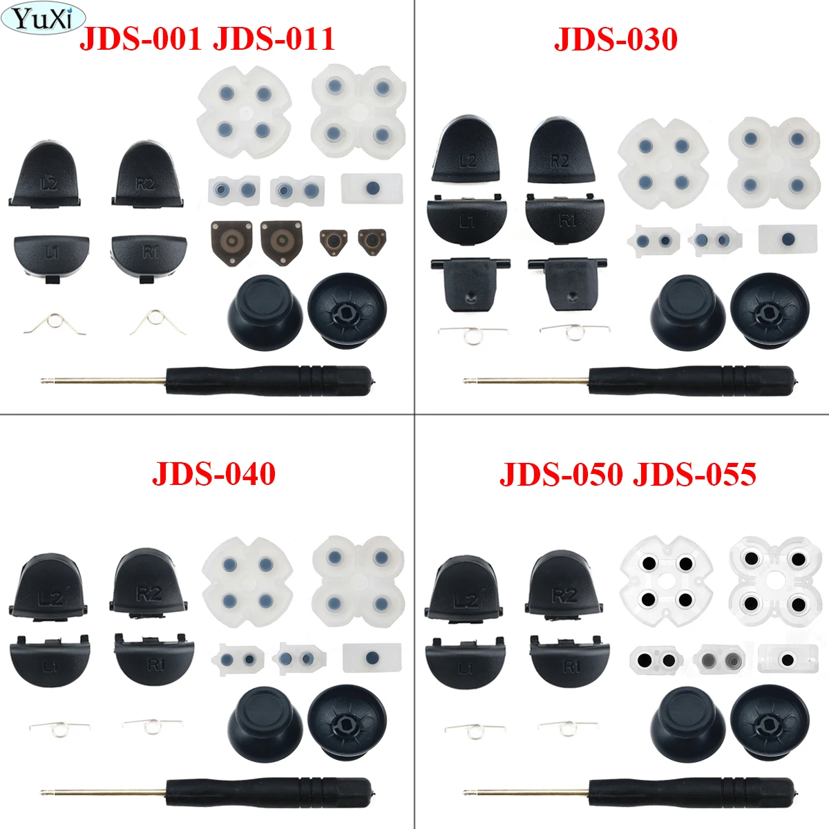YuXi R2 L2 L1 R1 botones de disparo Mod Kit PS4 Pro Slim JDS JDM 055 050 040 030 011 controlador analógico Stick tapas para PlayStation 4